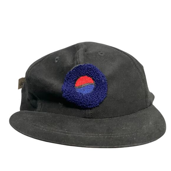 PEPSI Vintage Y2K Men’s Black Logo Fuzzy Patch SnapBack Cotton Baseball Cap Hat - Picture 1 of 7
